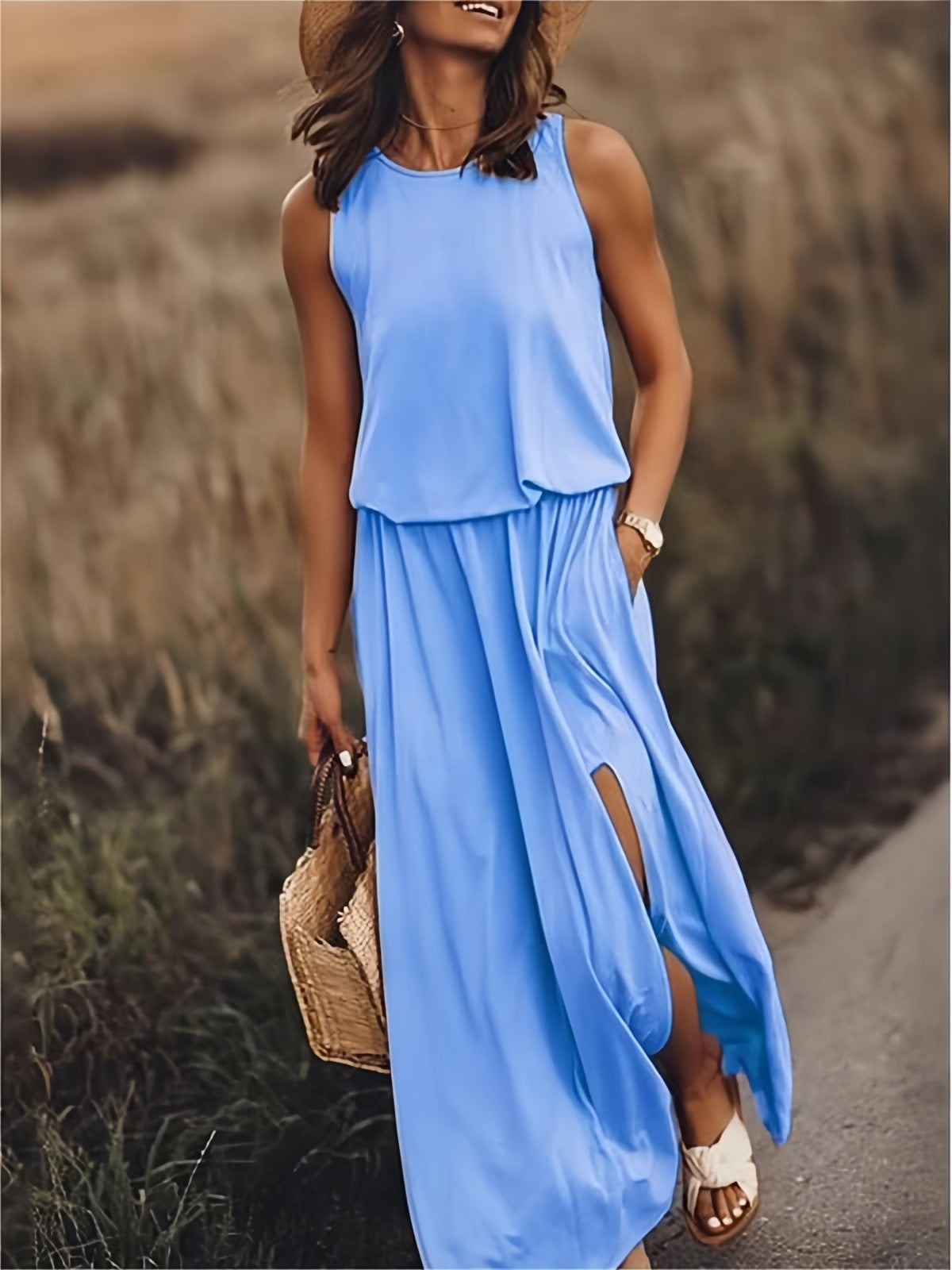 MINERVA I ÄRMELLOSES MAXIKLEID