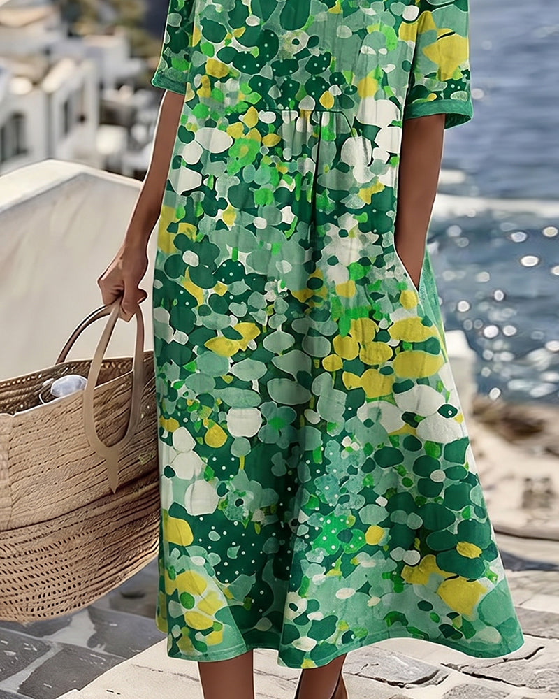 Elena™ | Elegantes geblümtes Sommerkleid in Midi-Länge