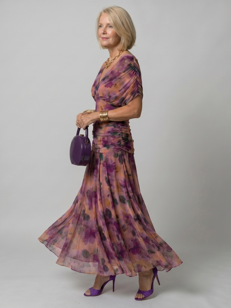 Calen | Schulterfreies fließendes Midikleid