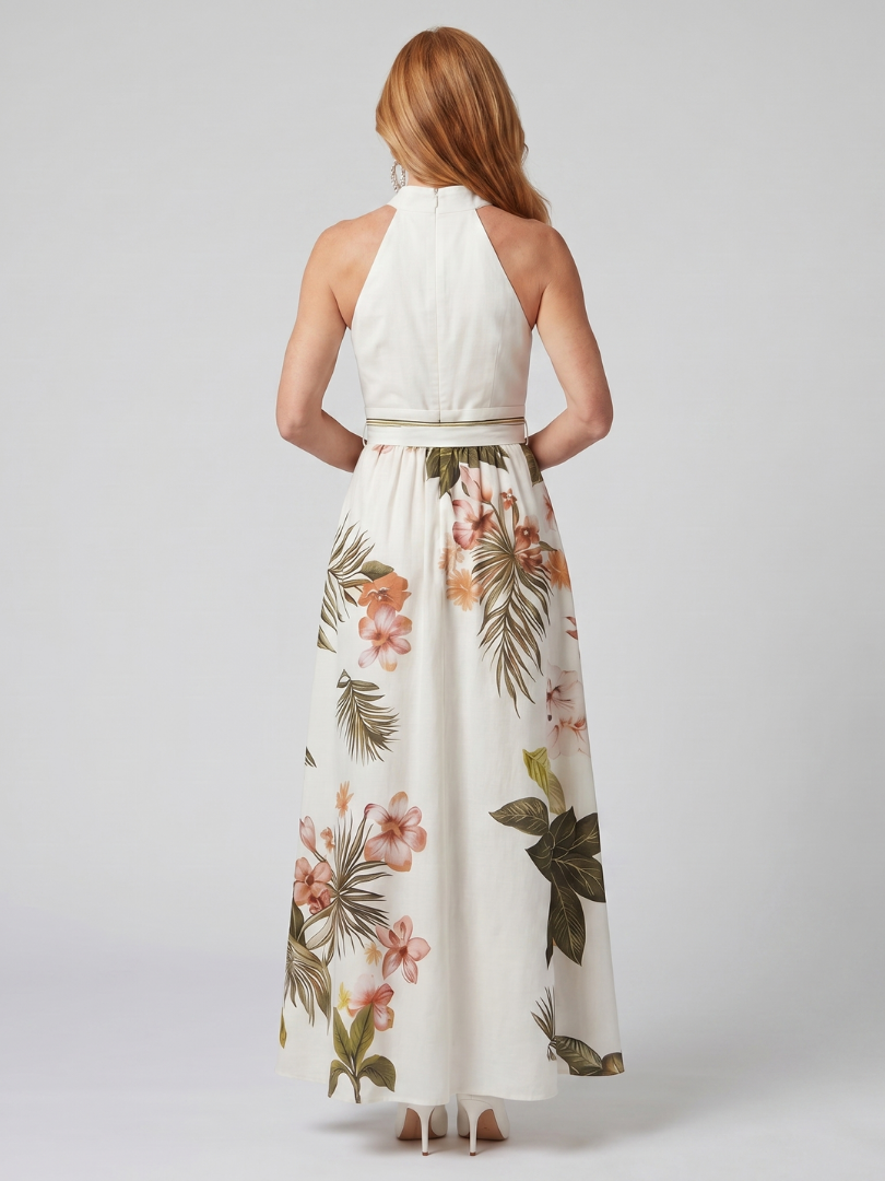 Meadow | Drapierte Halterung Botanical Panel Maxikleid