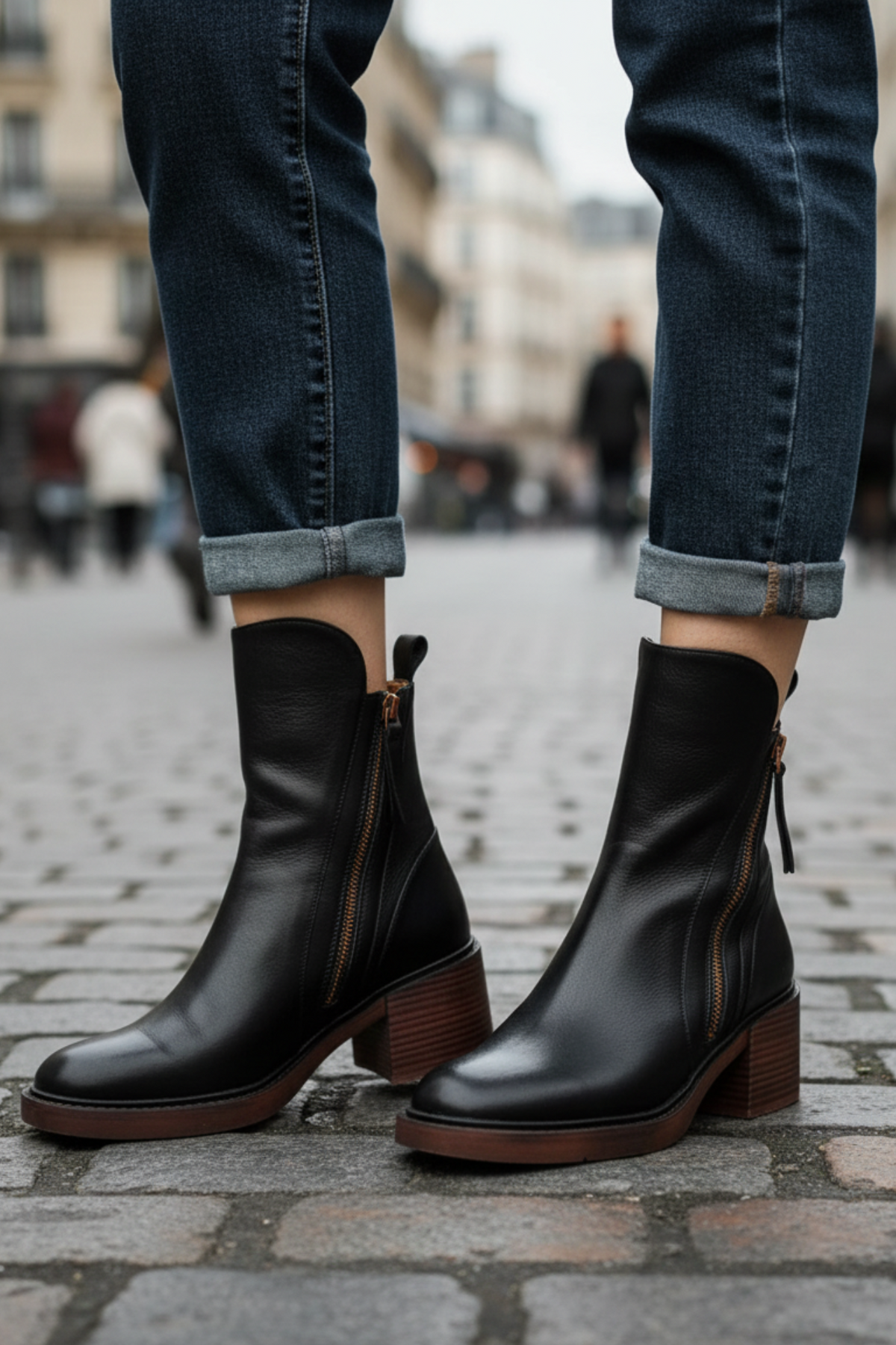 Isabelle | Bequeme Stiefeletten mit Reißverschluss und Blockabsatz