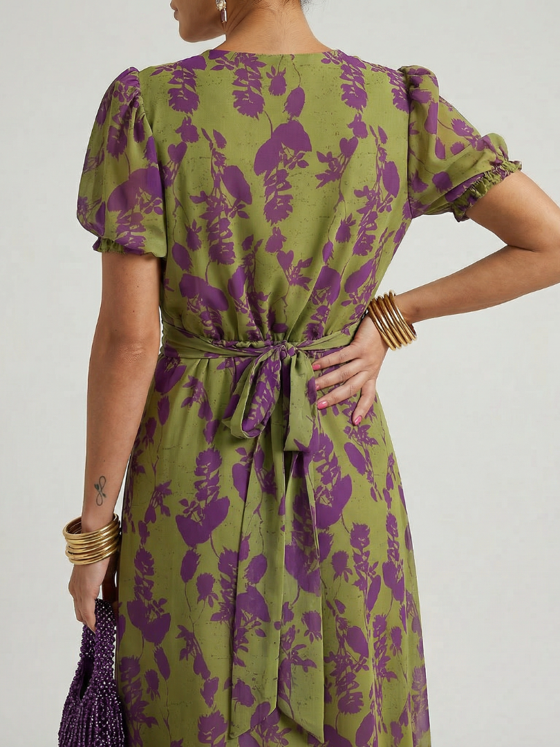 Viviane | Geblümtes Wickel-Midikleid