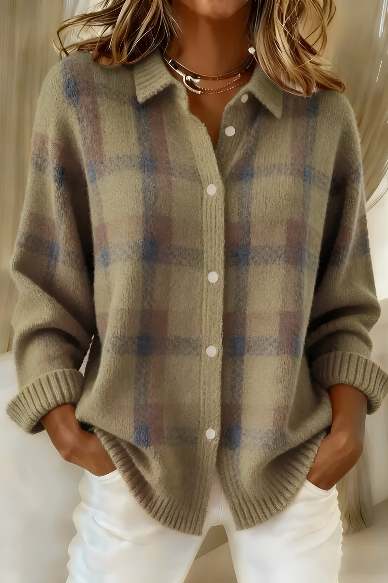 Candela | Karierte Strickjacke