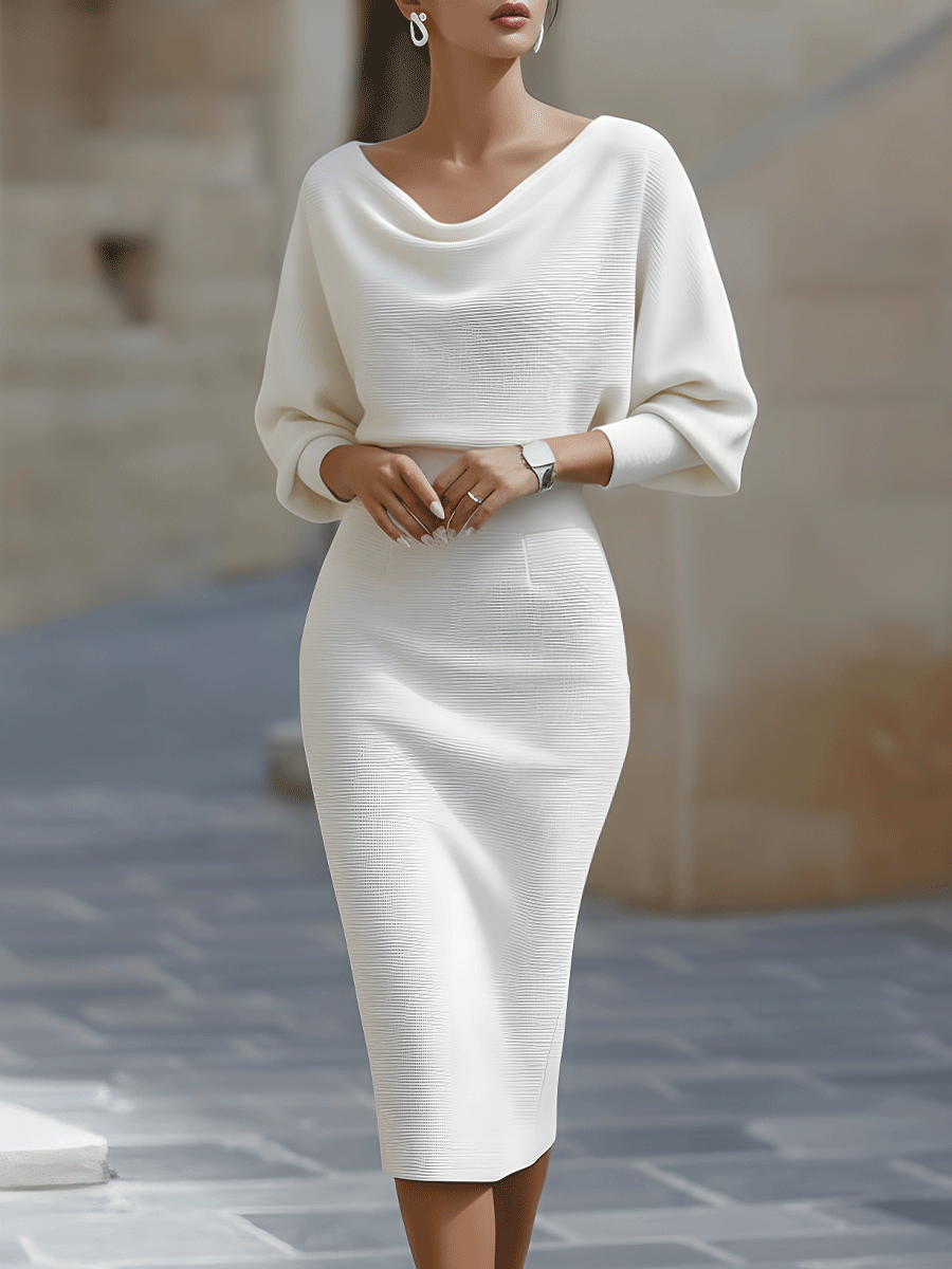 Amalia | Drapiertes Midi-Bleistiftkleid