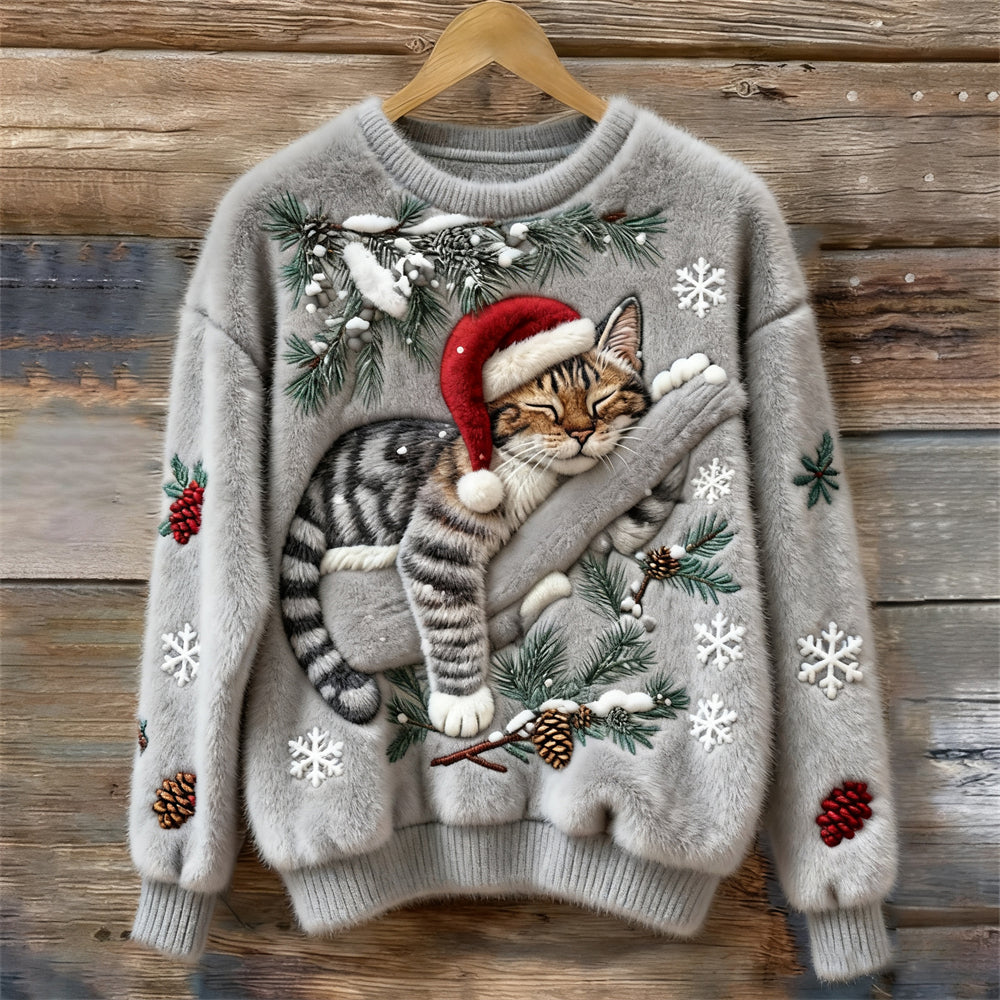 Layla | Kuscheliger & Festlicher Winterpullover mit Katze