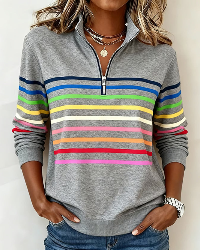 Vienna – Regenbogen­gestreiftes Zip-Sweatshirt