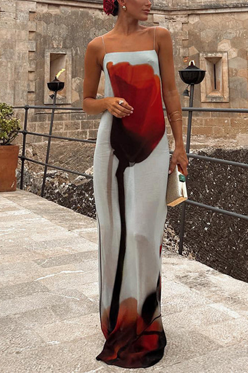 Langes Strandkleid mit Blumendruck