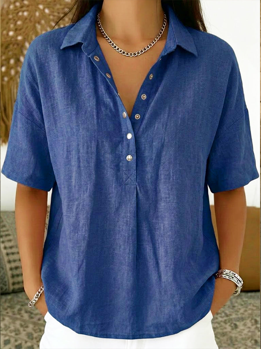 Aria – Baumwoll-Leinen Bluse mit Knöpfen