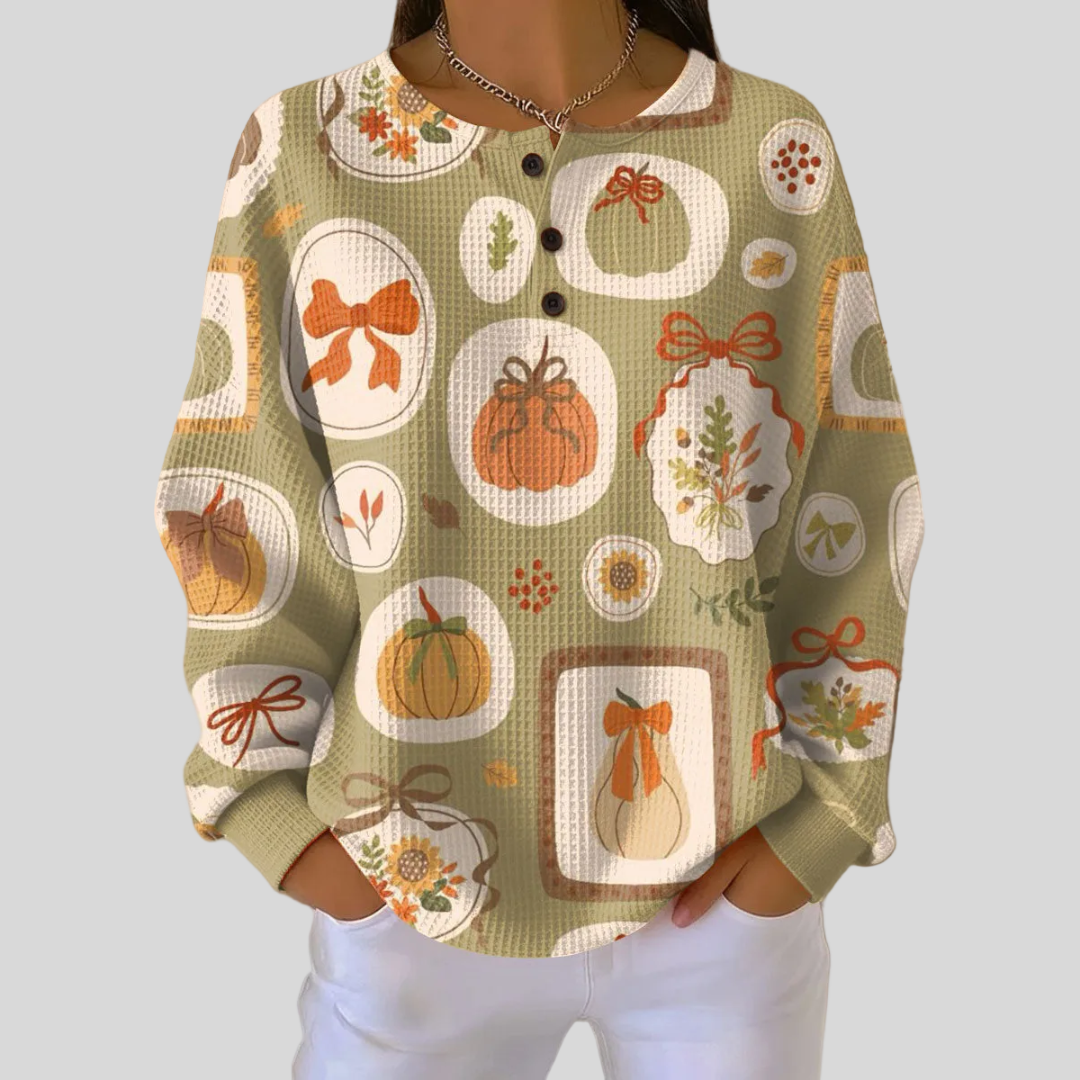 Tawnie™ | Sweatshirt mit Schleifen- und Kürbismotiv