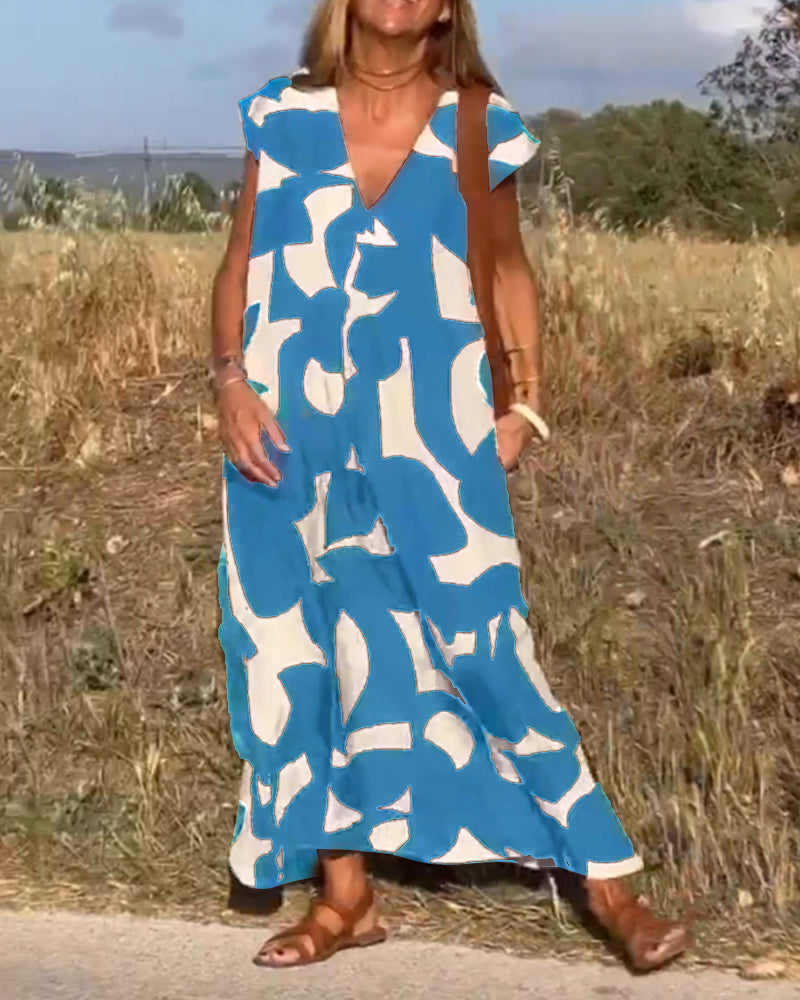 Elowen - Ärmelloses Kleid mit unregelmäßigem geometrischem Druck