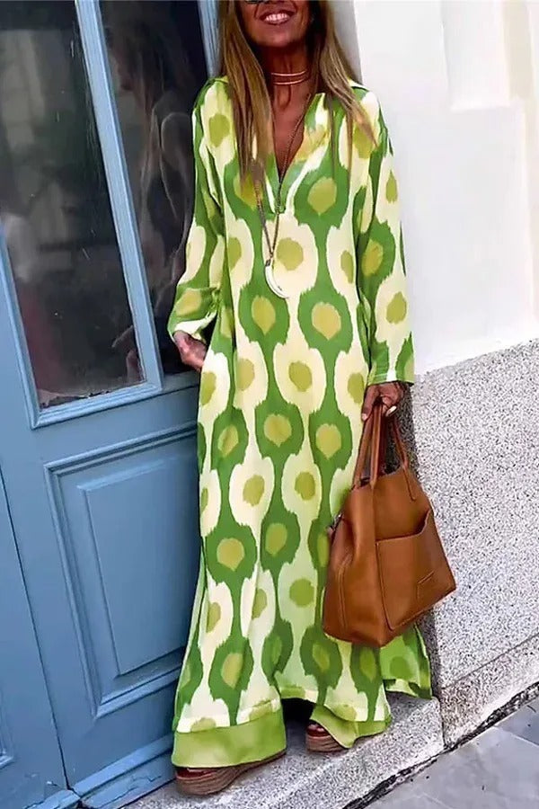 caith Maxikleid V-Ausschnitt Mosaic Rhythm