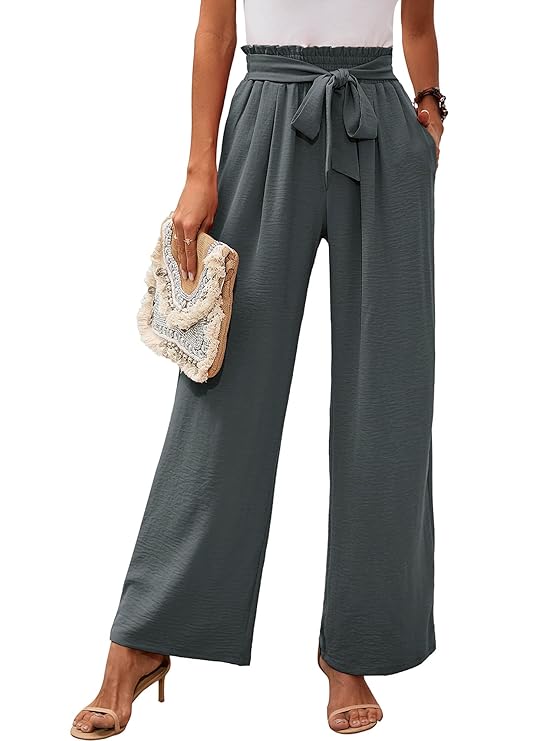 Hohe Taille Weite Hose Damen Soft Bow Taille