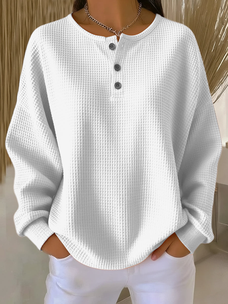 Milagros | Henley-Sweatshirt mit Waffelstruktur