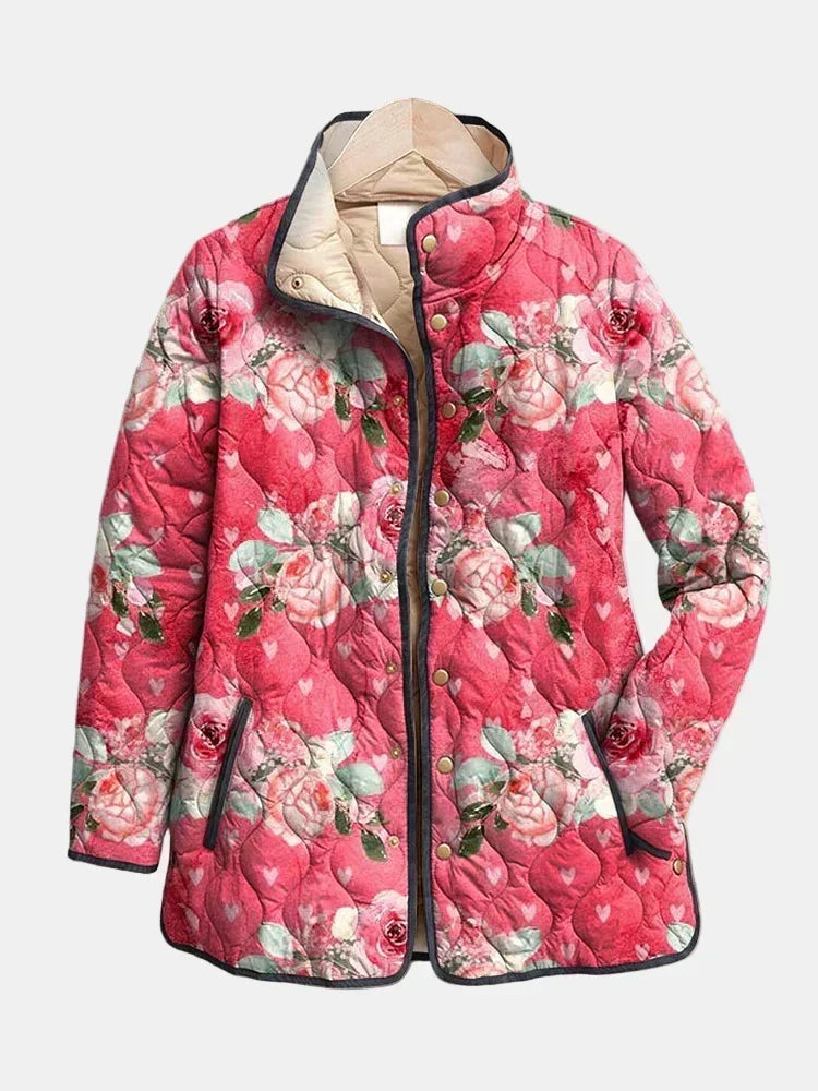 FREYA | BEZAUBERNDE ROSA STEPPJACKE MIT BLUMENPRINT