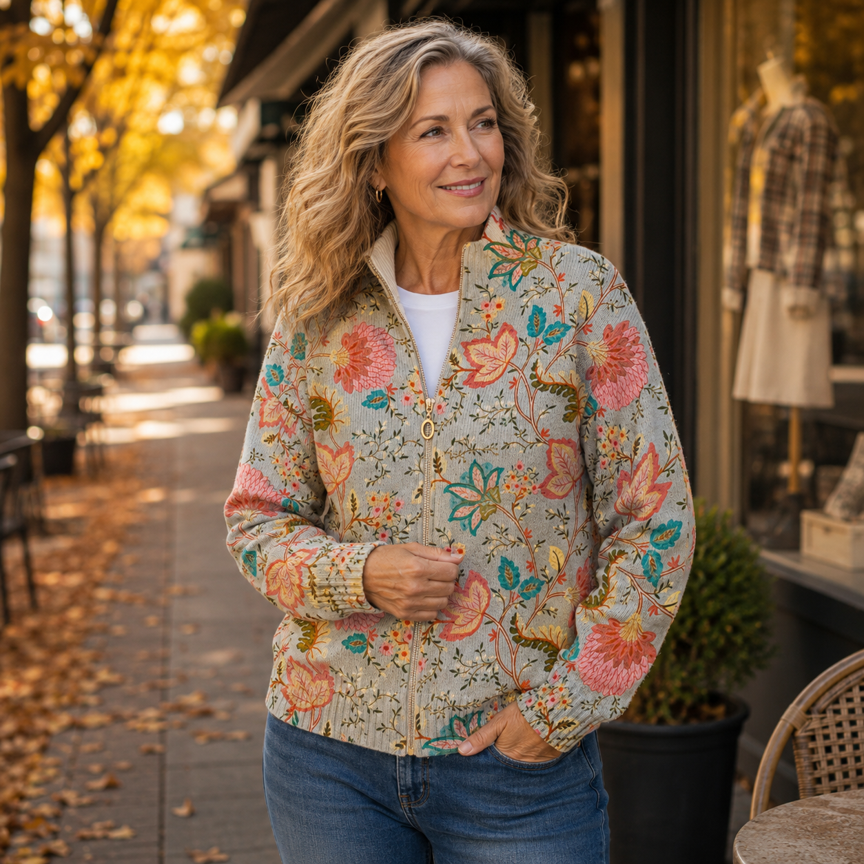 Xanthe™ | Cardigan mit Vintage-Gartenblumen-Print