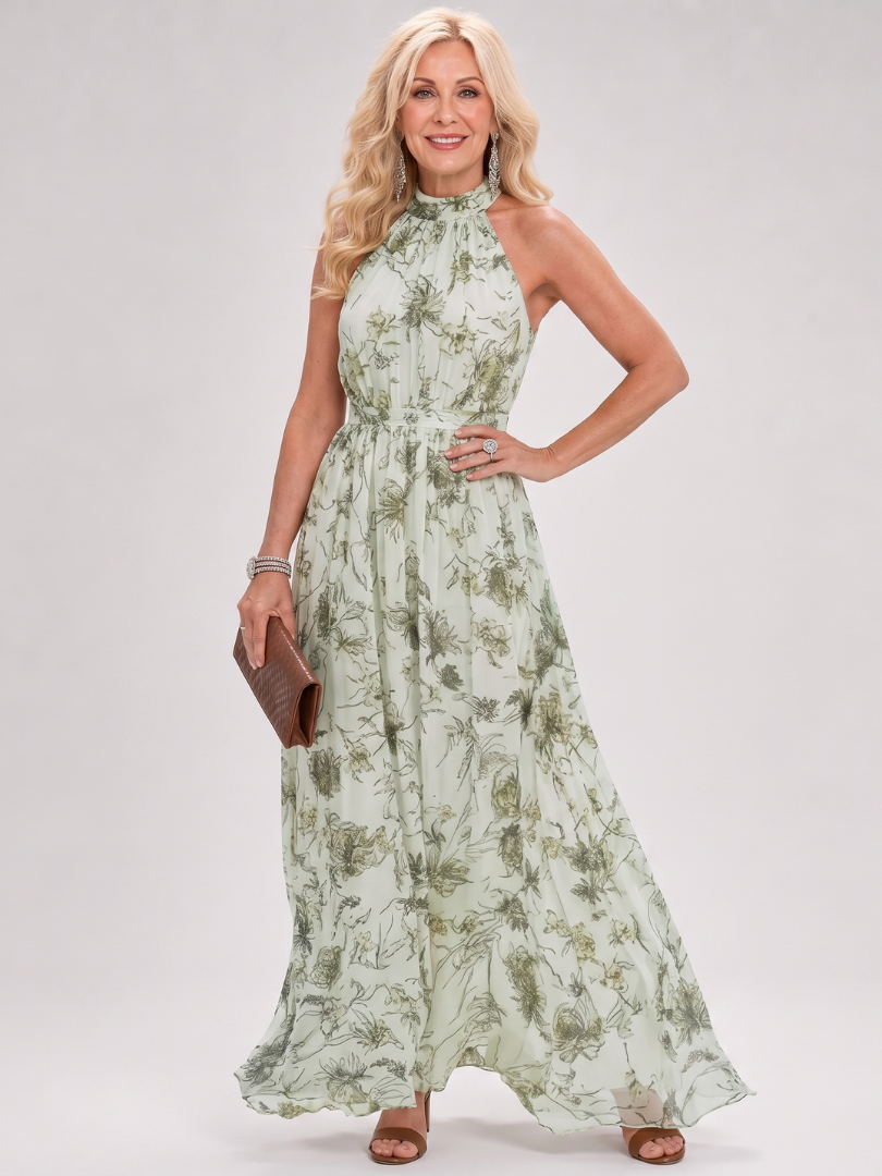 Guinevere | Blumendruck Fließender Rock Midikleid