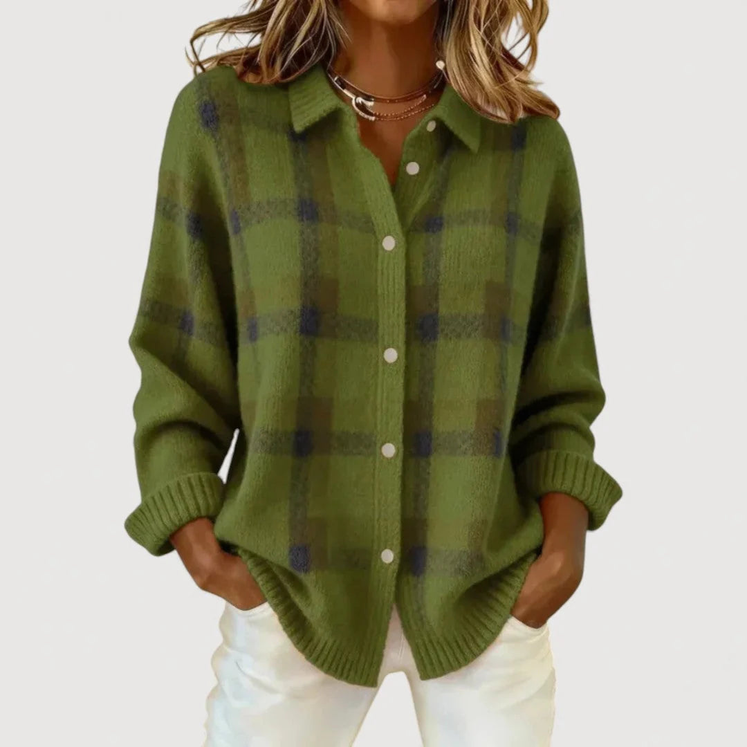Matilde – Karierte Strickjacke