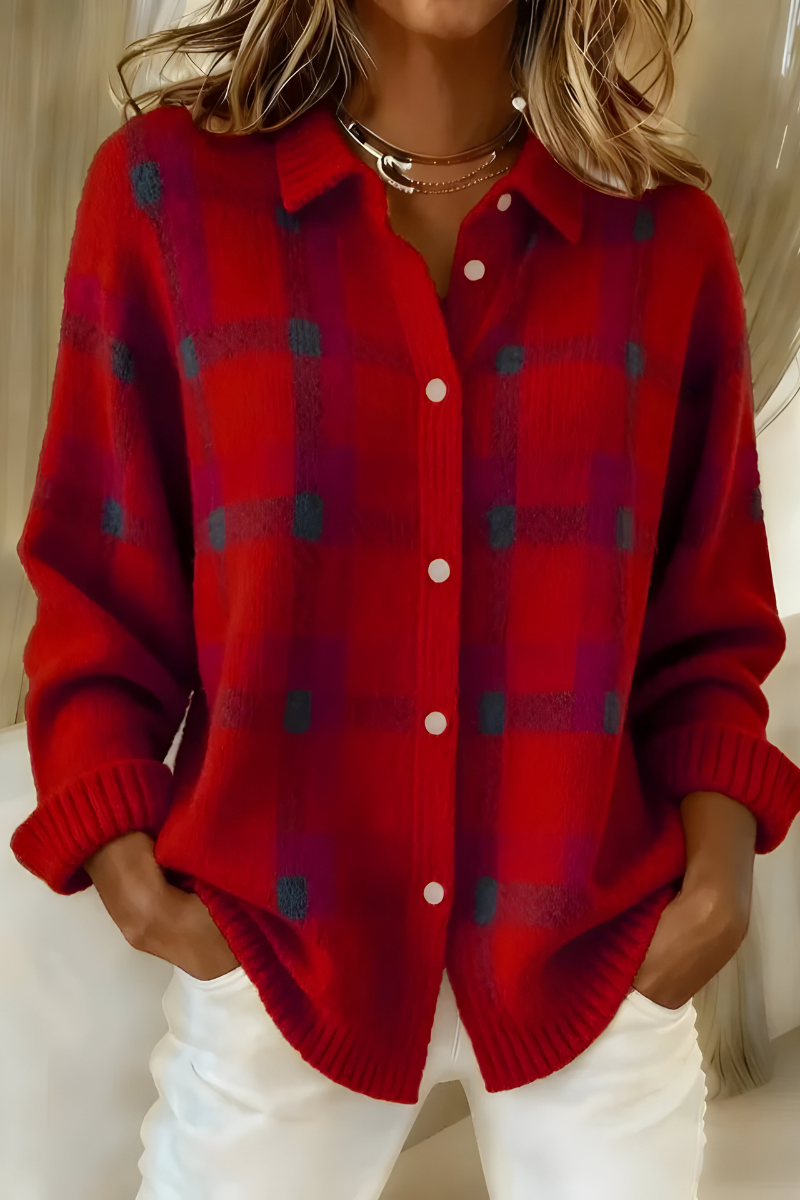 Candela | Karierte Strickjacke