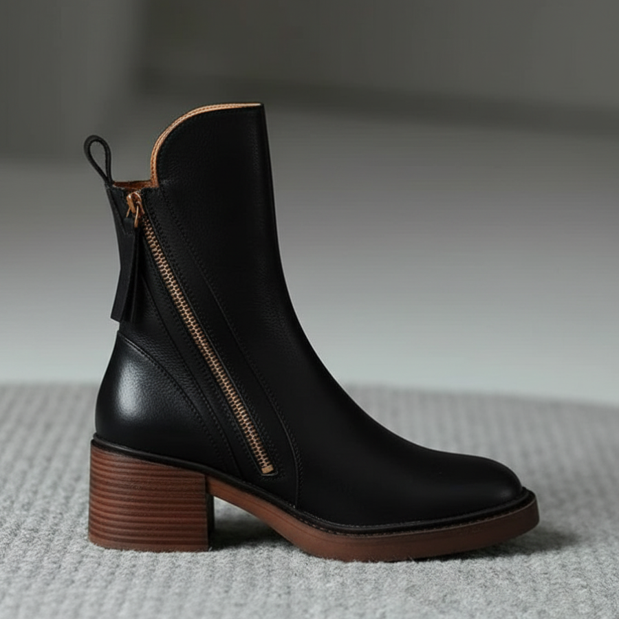 Isabelle | Bequeme Stiefeletten mit Reißverschluss und Blockabsatz