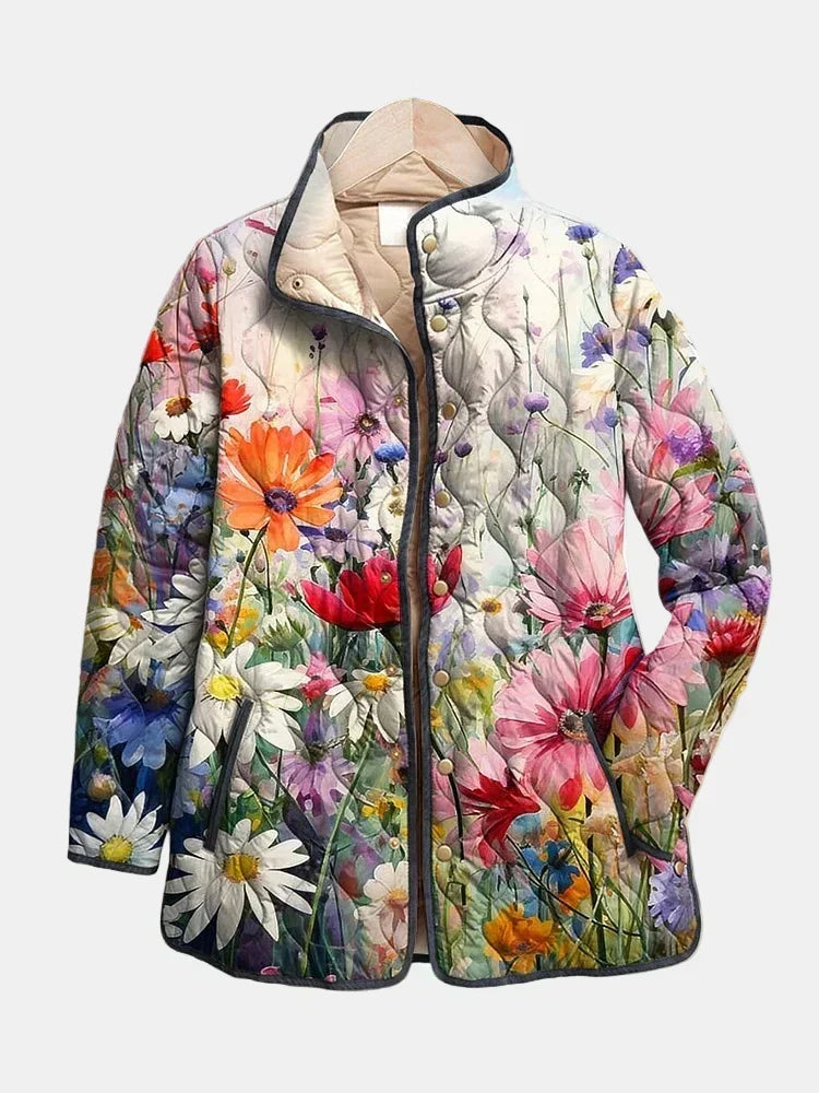 KAIA | BEZAUBERNDE VINTAGE-STEPPJACKE MIT BLUMENPRINT