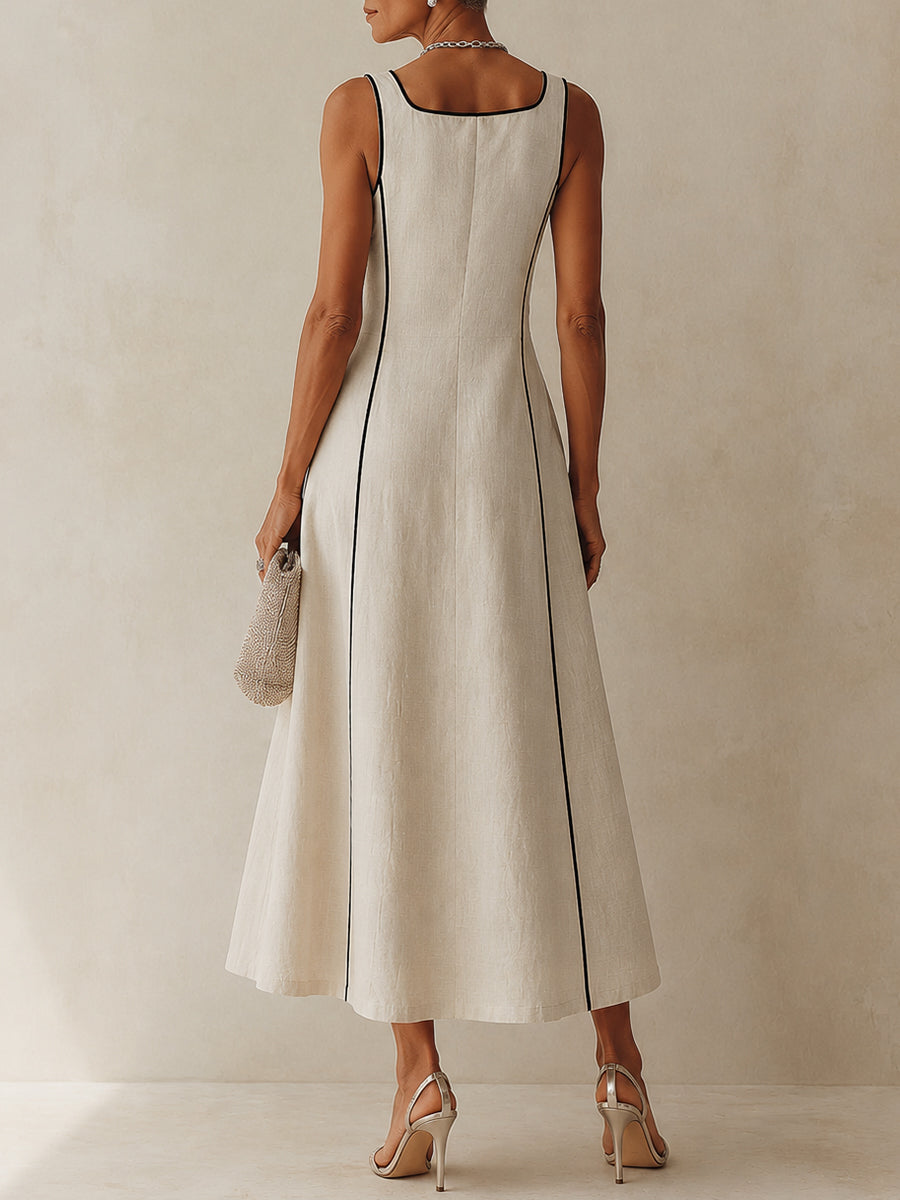 Lara – Apricotfarbenes A-Linien-Maxikleid