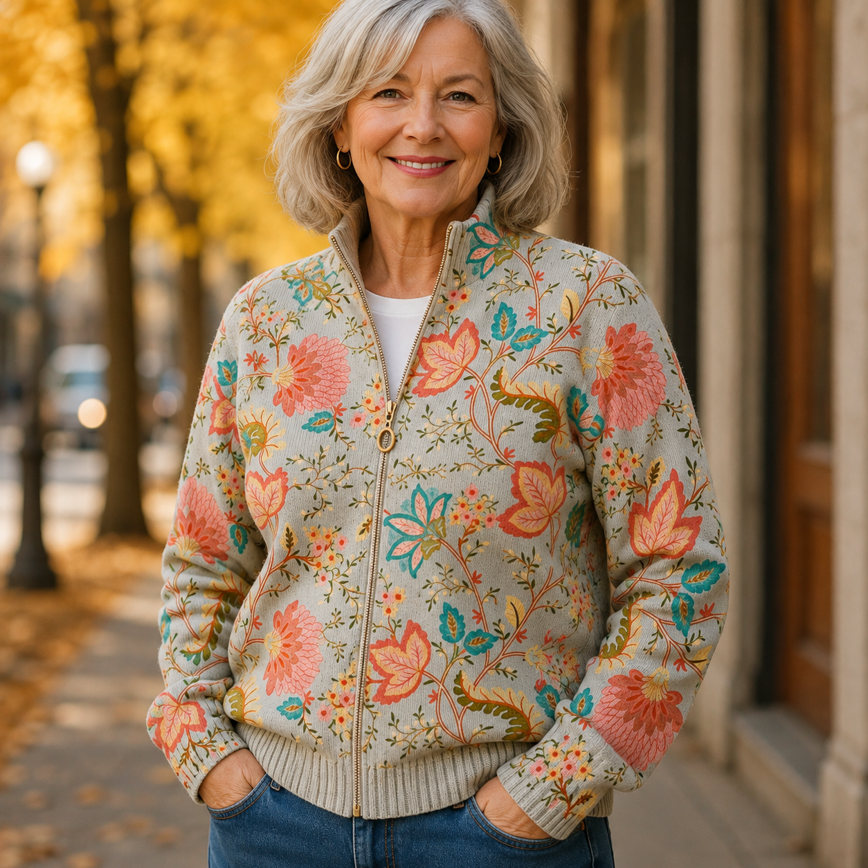 Xanthe™ | Cardigan mit Vintage-Gartenblumen-Print