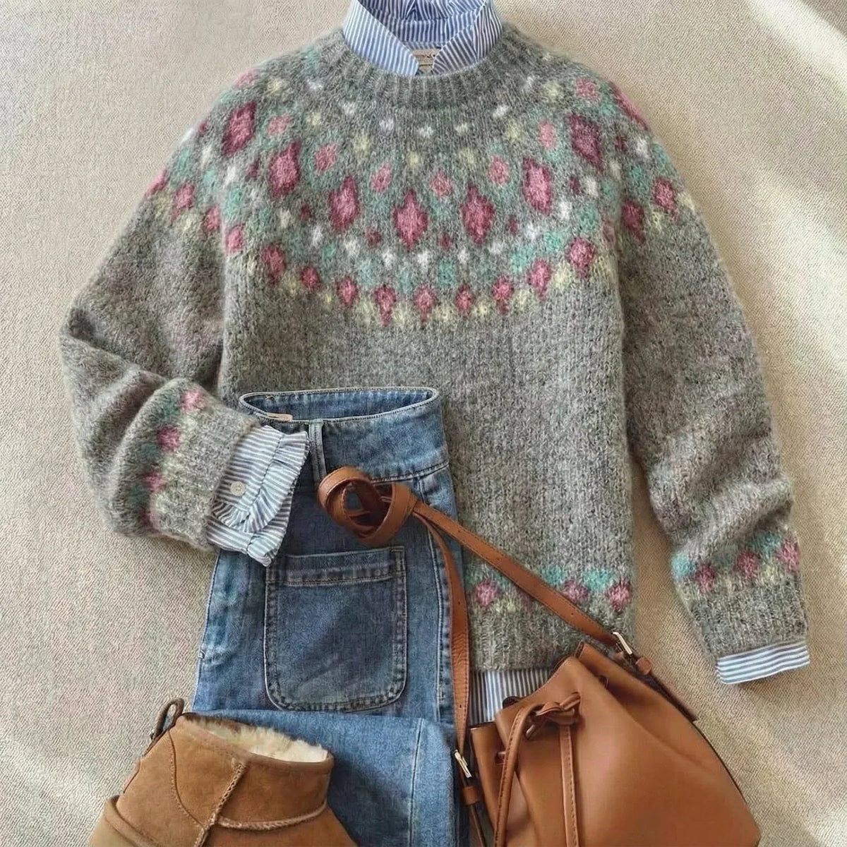 Solène | Jacquard-Strickpullover in Rosa