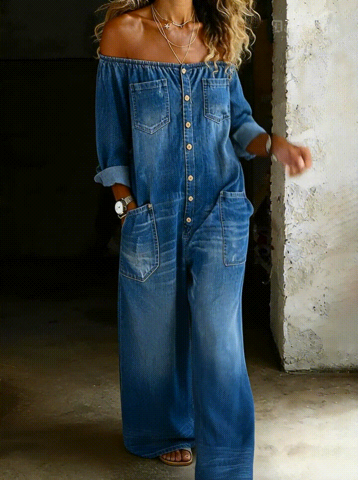 Elena | Schulterfreier langärmeliger Jumpsuit