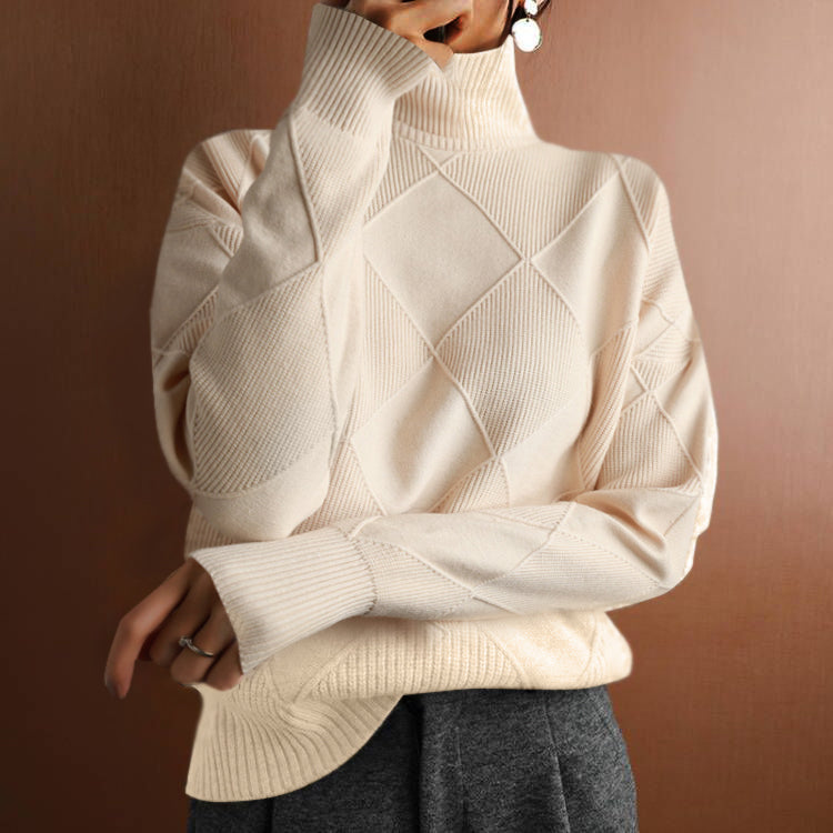 Eugénie – Lockerer Winterpullover mit Rautenmuster