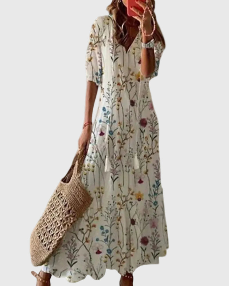 Noor™ | Boho Vintage Sommer Maxi Kleid