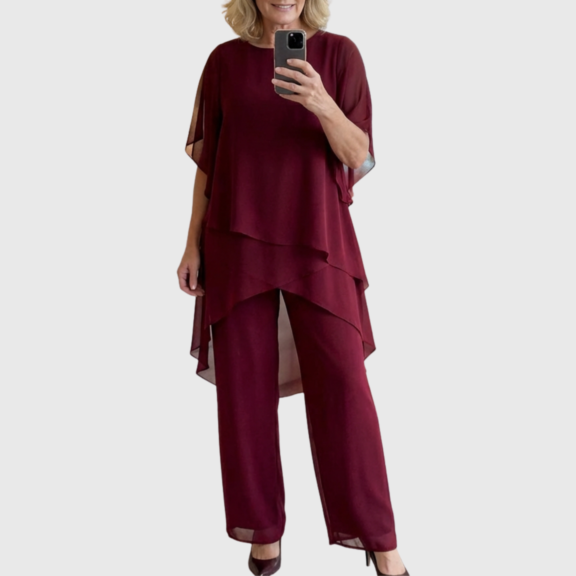 Linda | Anzug mit drapierter Palazzo-Hose
