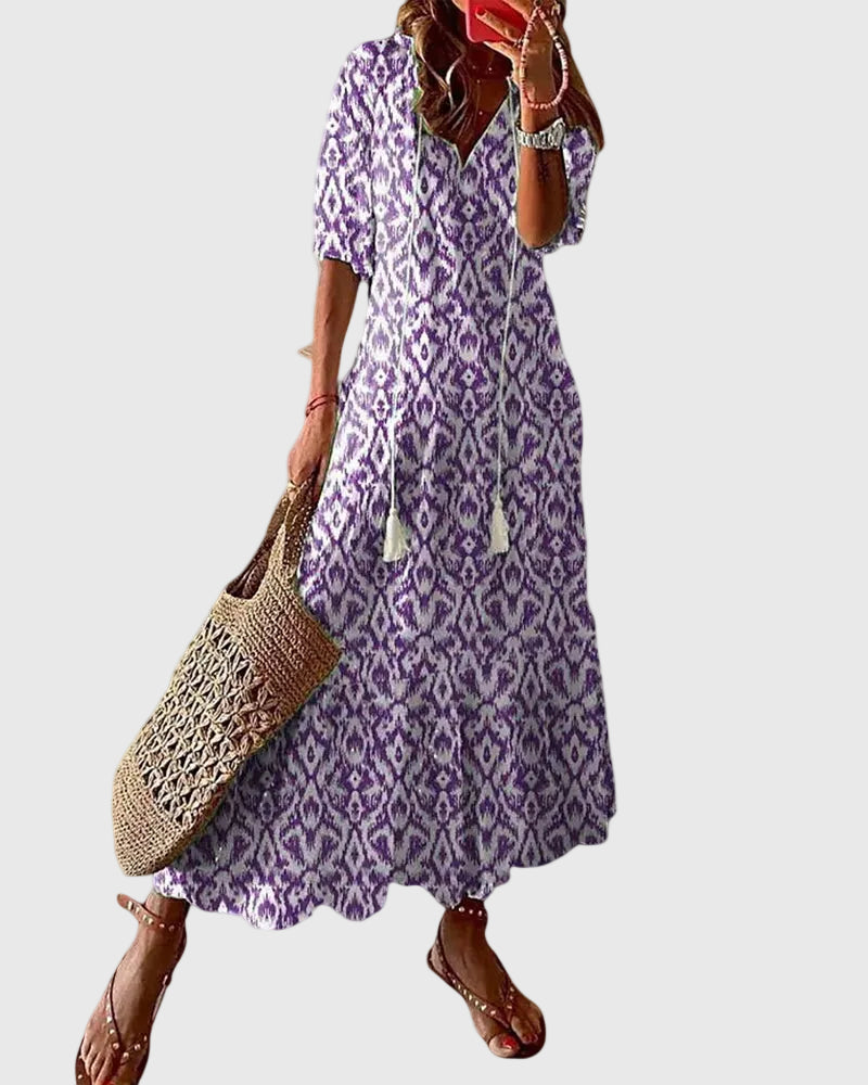 Noor™ | Boho Vintage Sommer Maxi Kleid