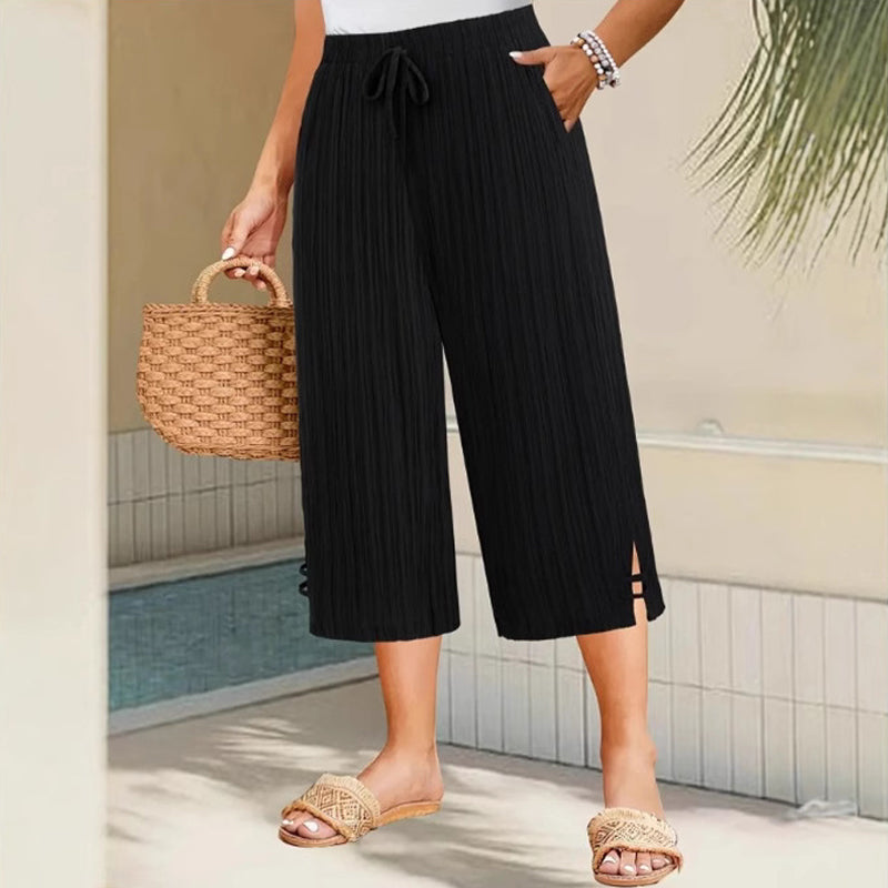 Soraya – Gerippte Caprihose mit weitem Bein