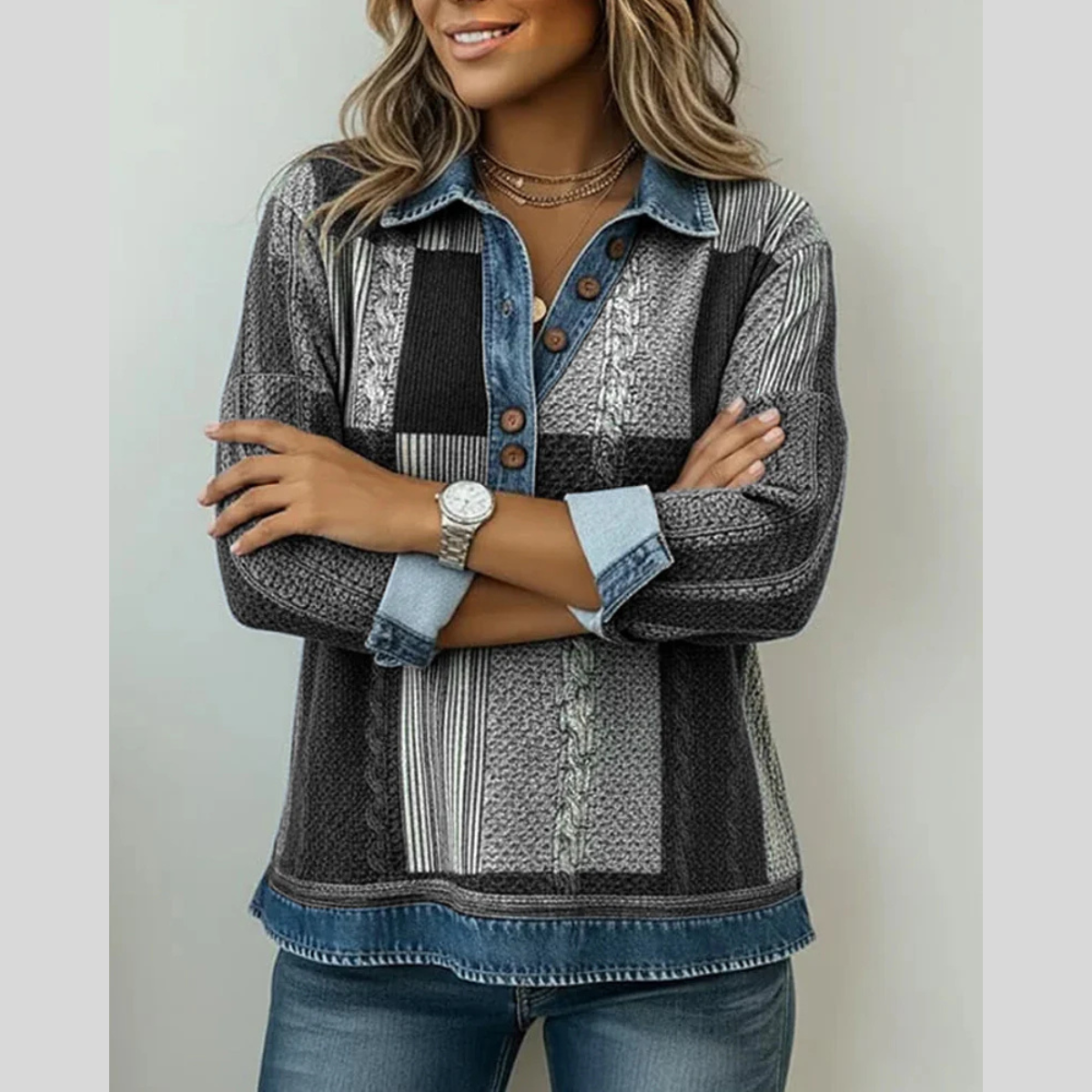 Meridell™ | Colorblock-Sweatshirt mit Print