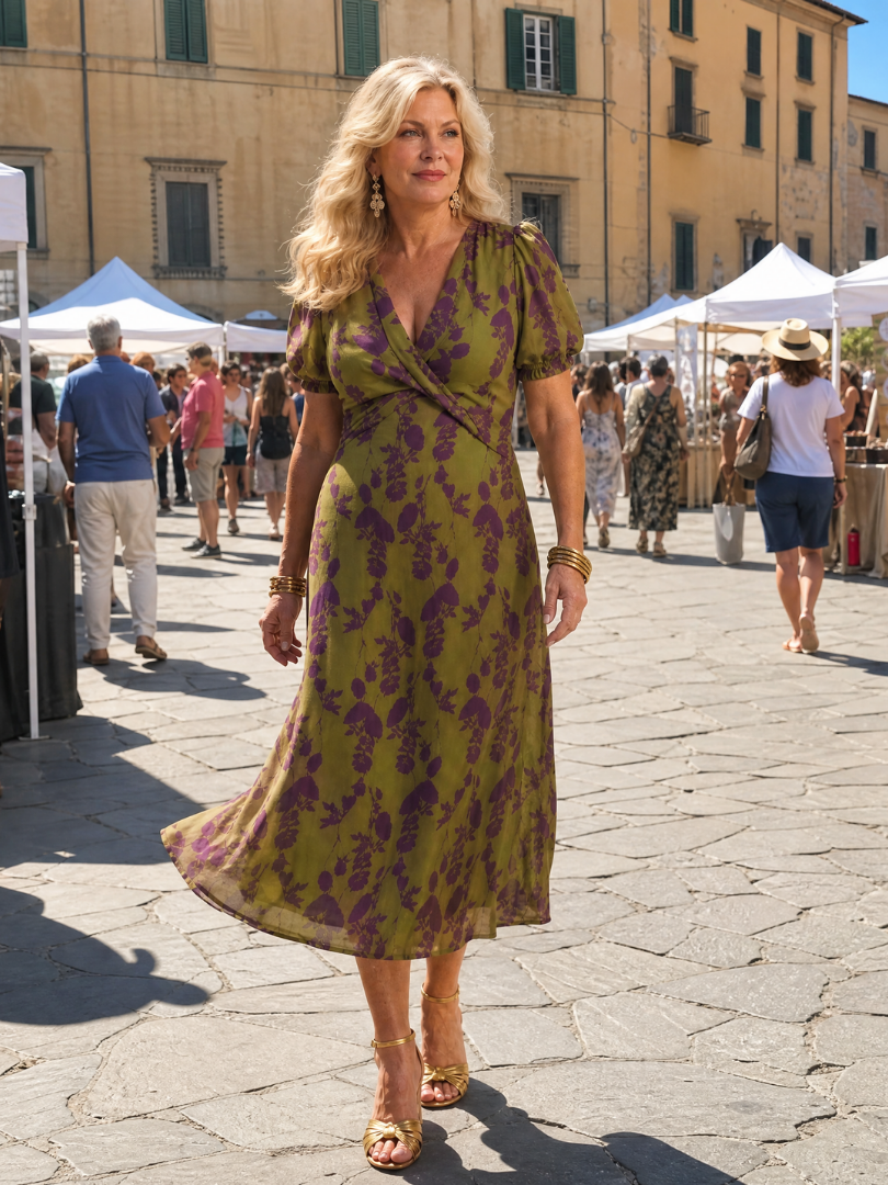 Virel | Entspanntes Midikleid mit Blumenmuster