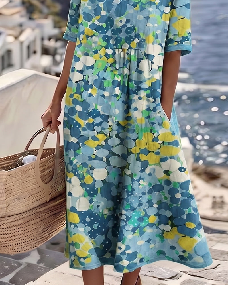 Elena™ | Elegantes geblümtes Sommerkleid in Midi-Länge