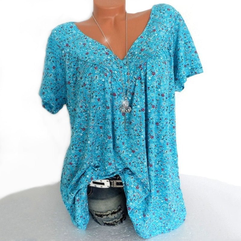 Léa – Blumen V-Ausschnitt Shirt