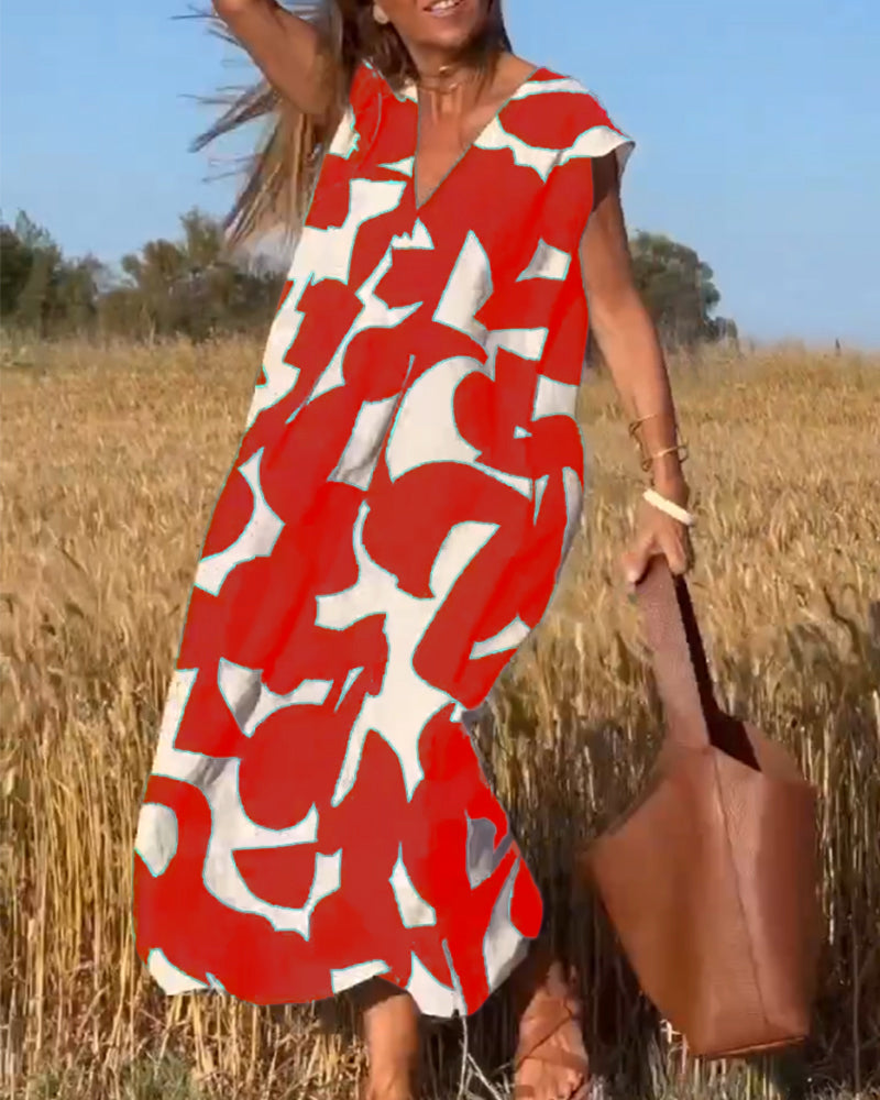 Elowen - Ärmelloses Kleid mit unregelmäßigem geometrischem Druck