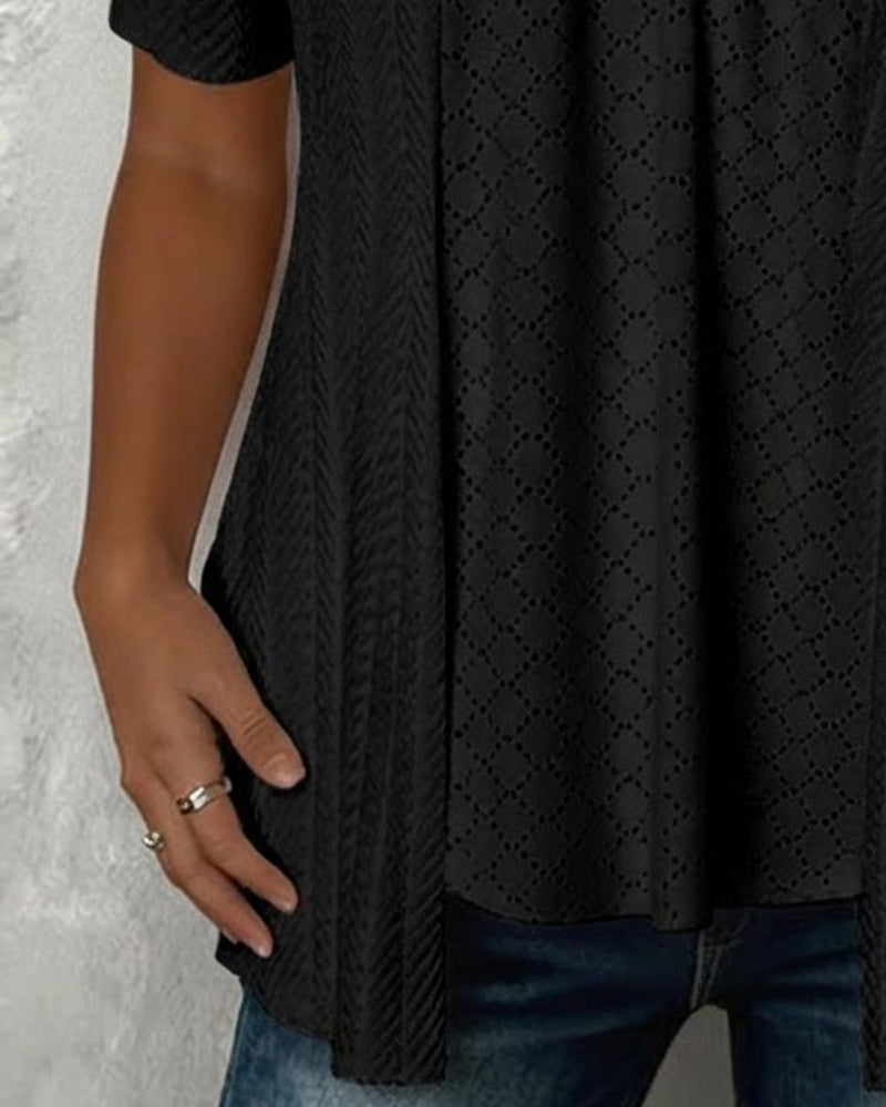 Faux A-Linien-Bluse Quadratischer Ausschnitt Patchwork