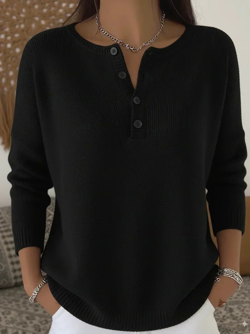 Helena | Strickpullover mit Henley-Knopfleiste