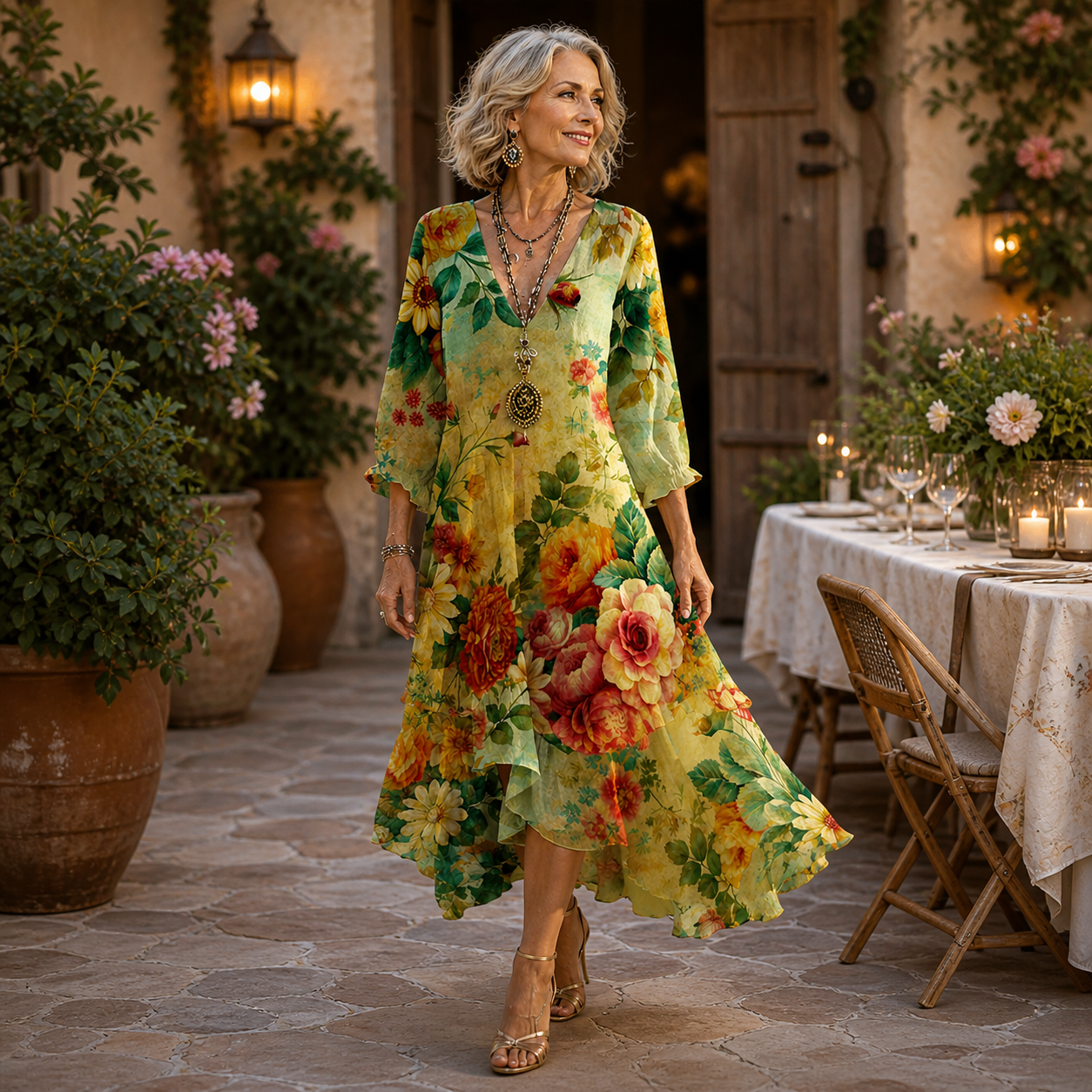 Janessa | Lässiges Midi-Kleid mit Blumenmuster