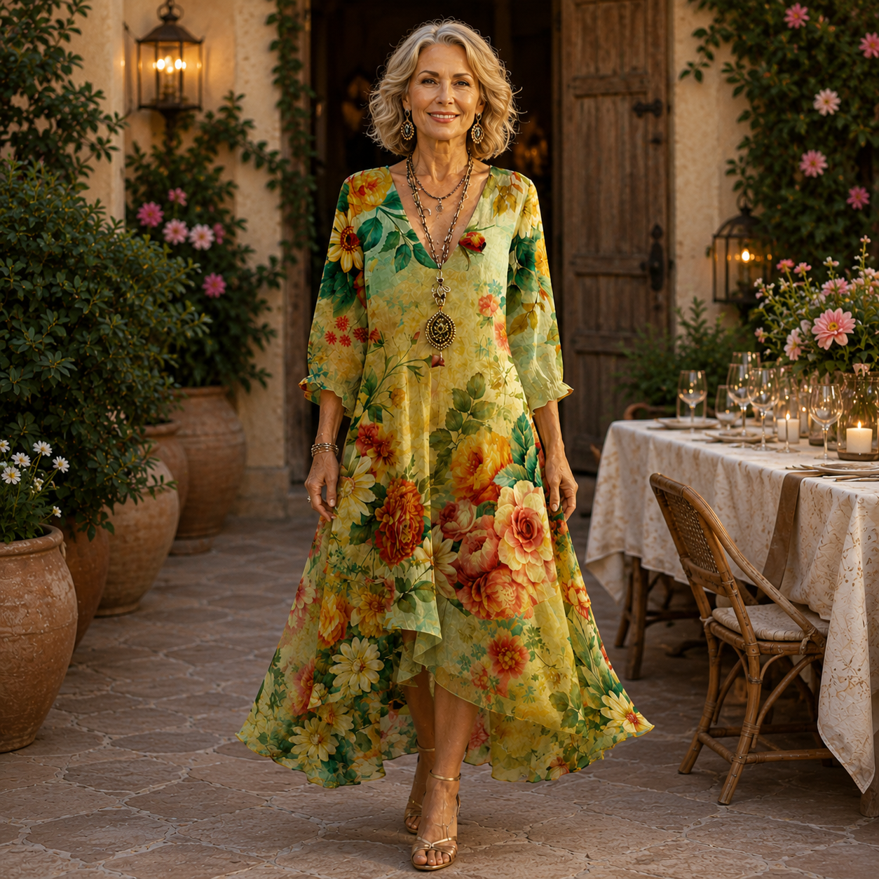 Janessa | Lässiges Midi-Kleid mit Blumenmuster