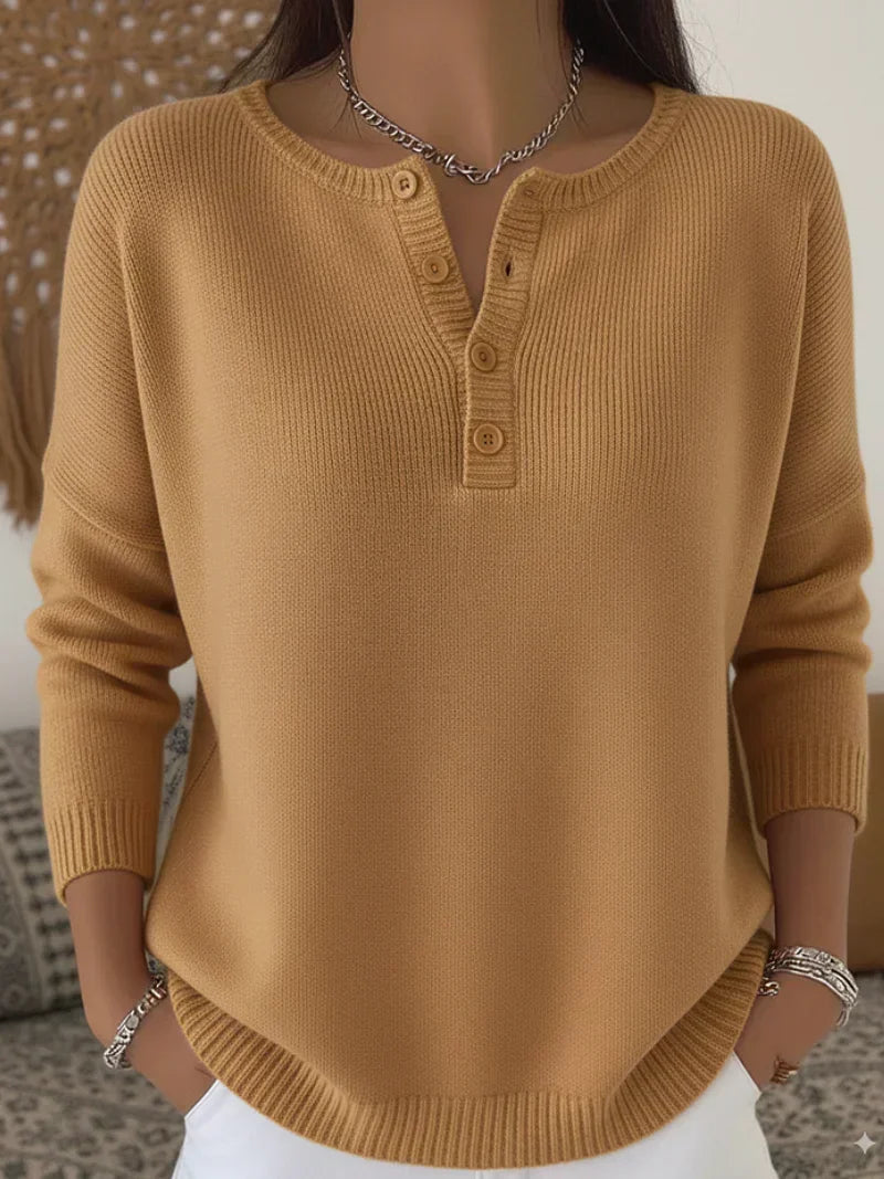 Helena | Strickpullover mit Henley-Knopfleiste