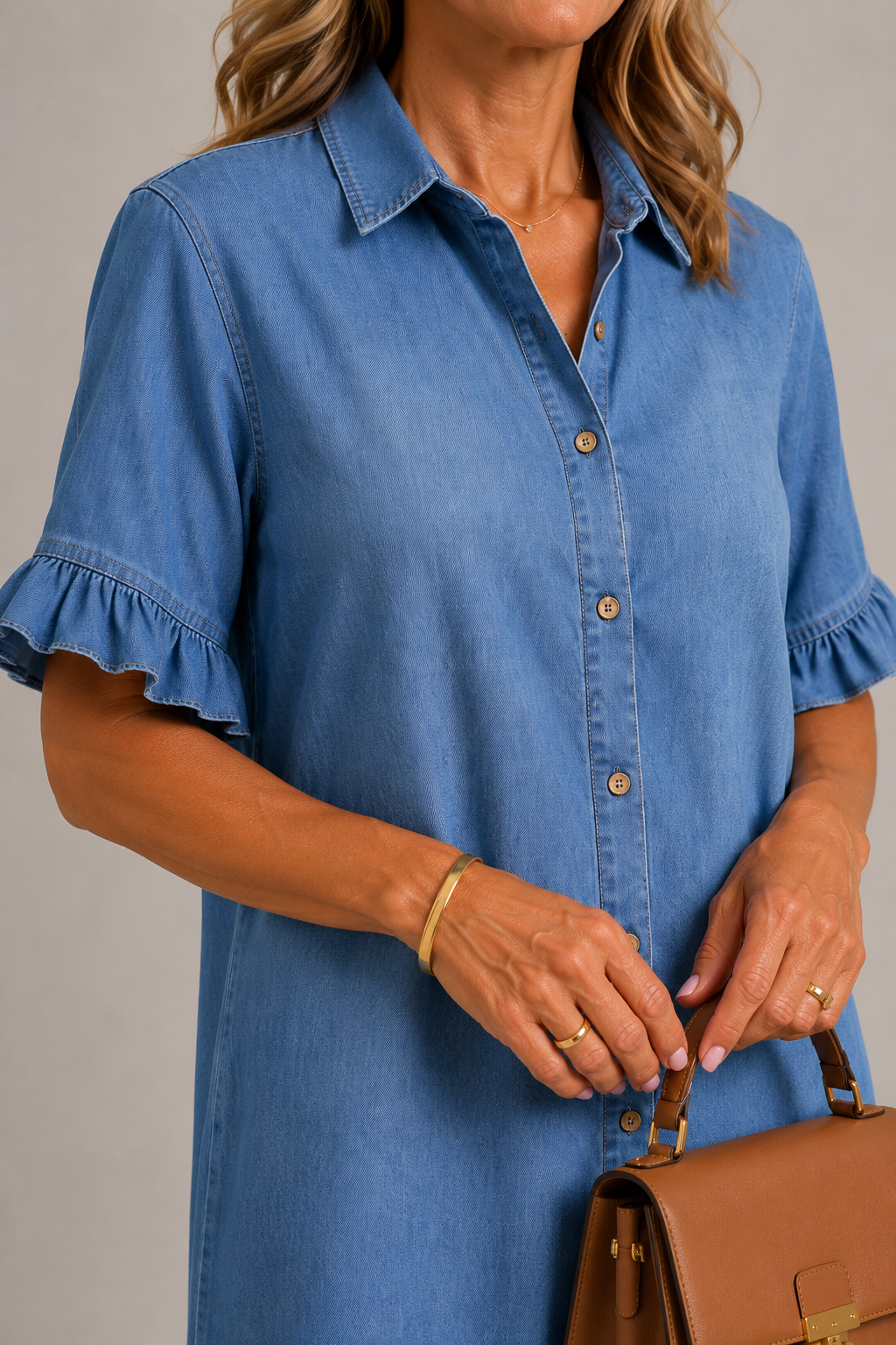 Margaux | Geknöpftes Kleid in Denim-Optik