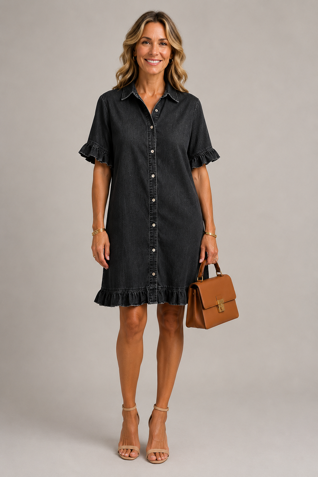 Margaux | Geknöpftes Kleid in Denim-Optik