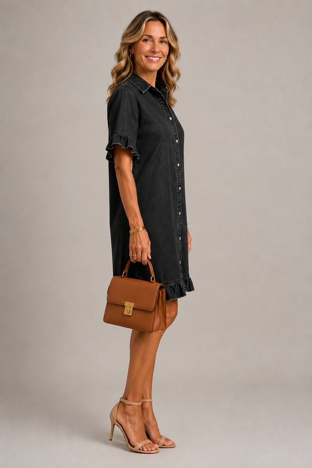 Margaux | Geknöpftes Kleid in Denim-Optik