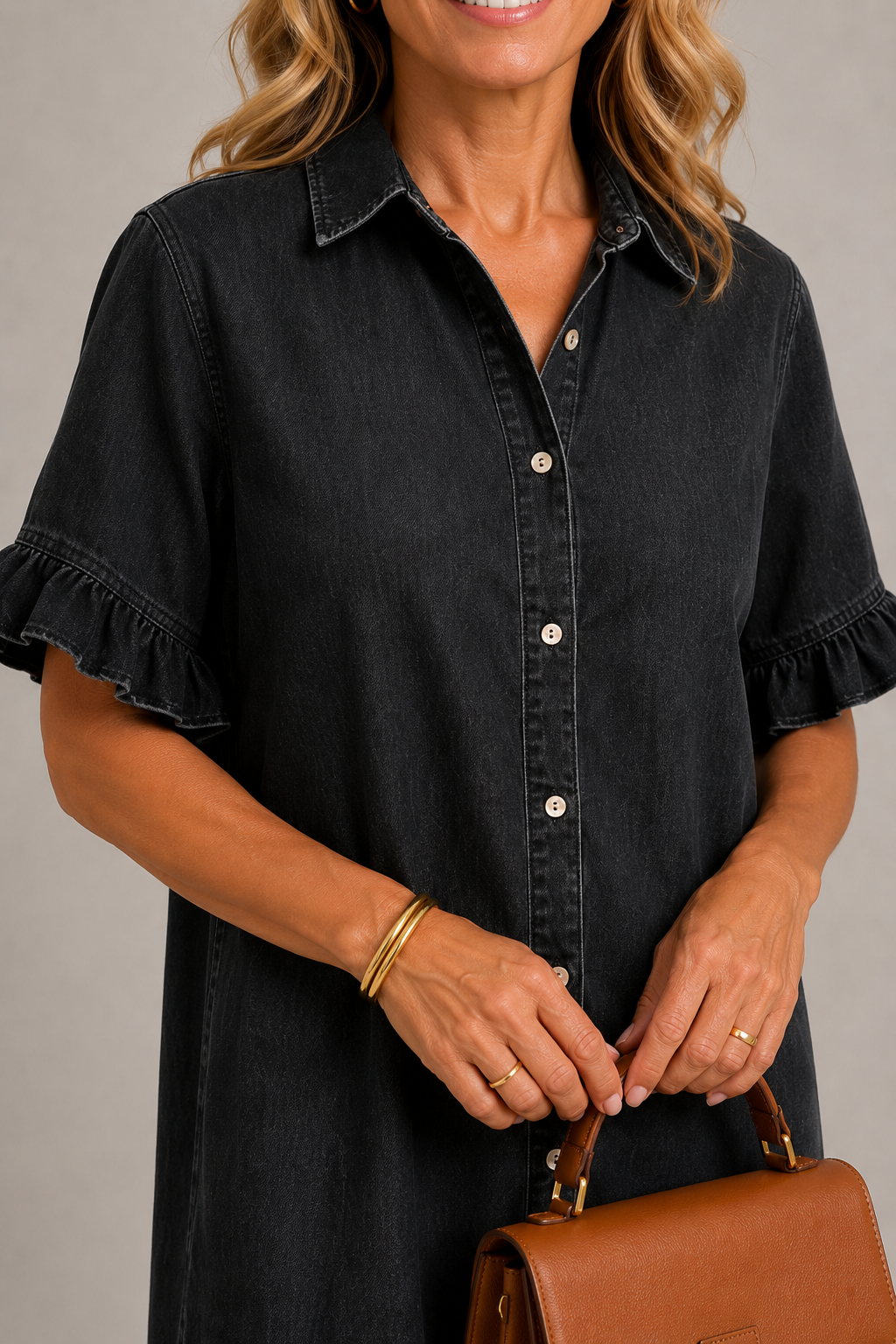 Margaux | Geknöpftes Kleid in Denim-Optik