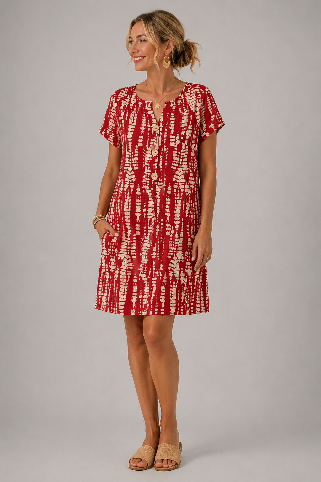 Constance | Colorblock-Kleid in Knielänge mit V-Ausschnitt