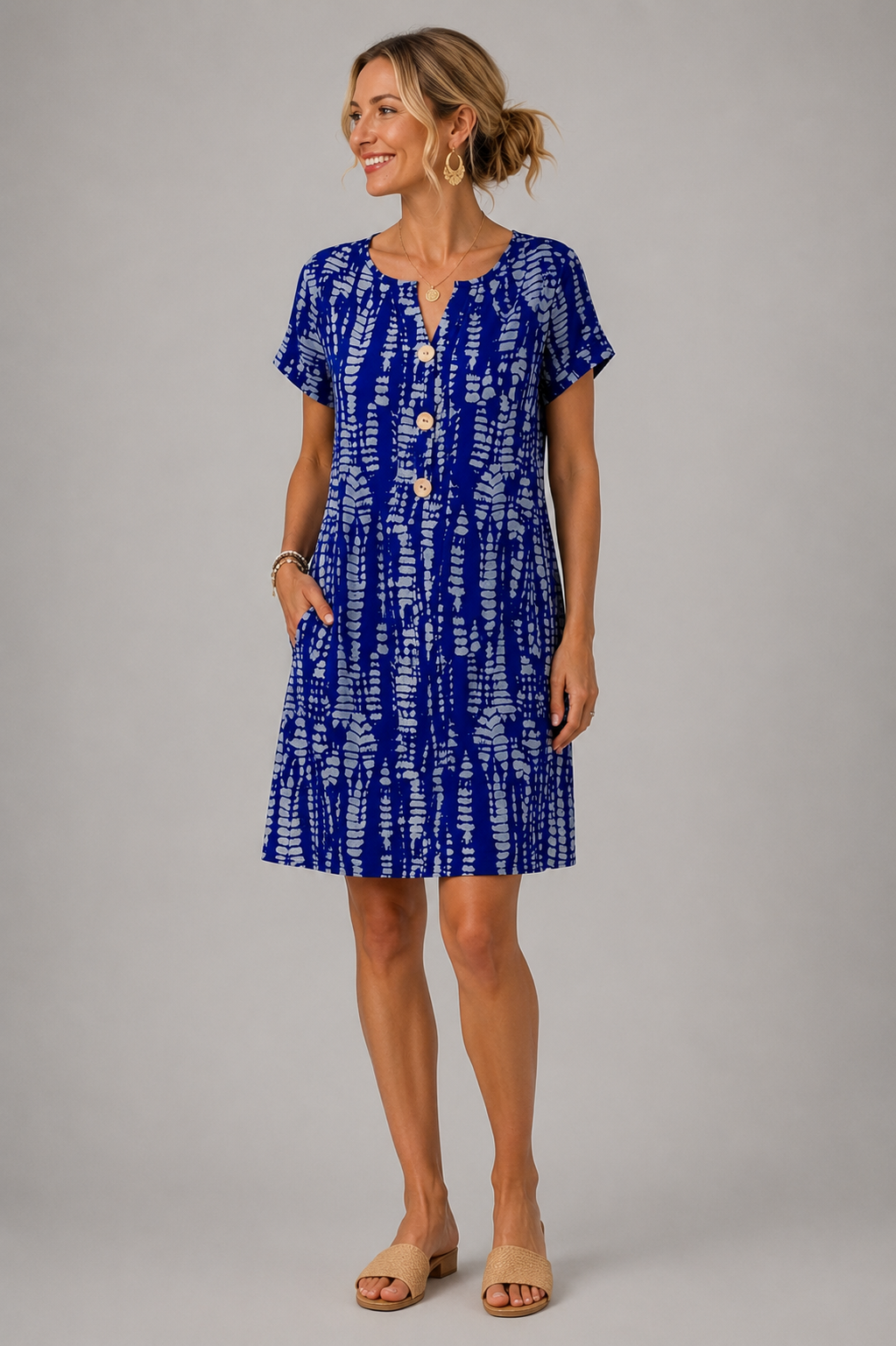 Constance | Colorblock-Kleid in Knielänge mit V-Ausschnitt