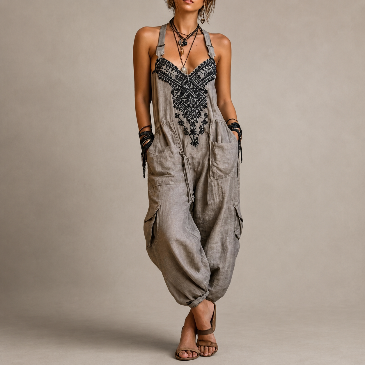 Colombine | Boho-Latzoverall mit Haremsschnitt